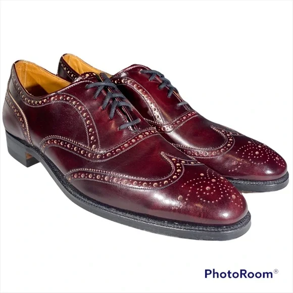 靴 70s Alan Mcafee Chepstow Brown shot wing VTG Alan Mcafee Chepstow Mens Wingtip Shoes 11 D Black